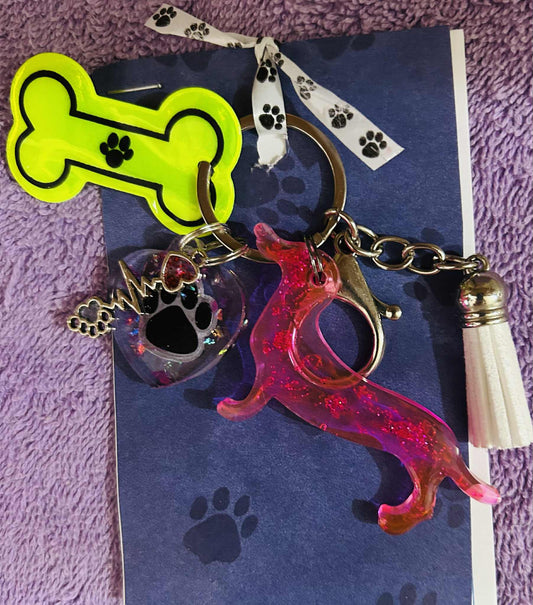 Pink Glittery Dachshund Keychain/Bag Charm