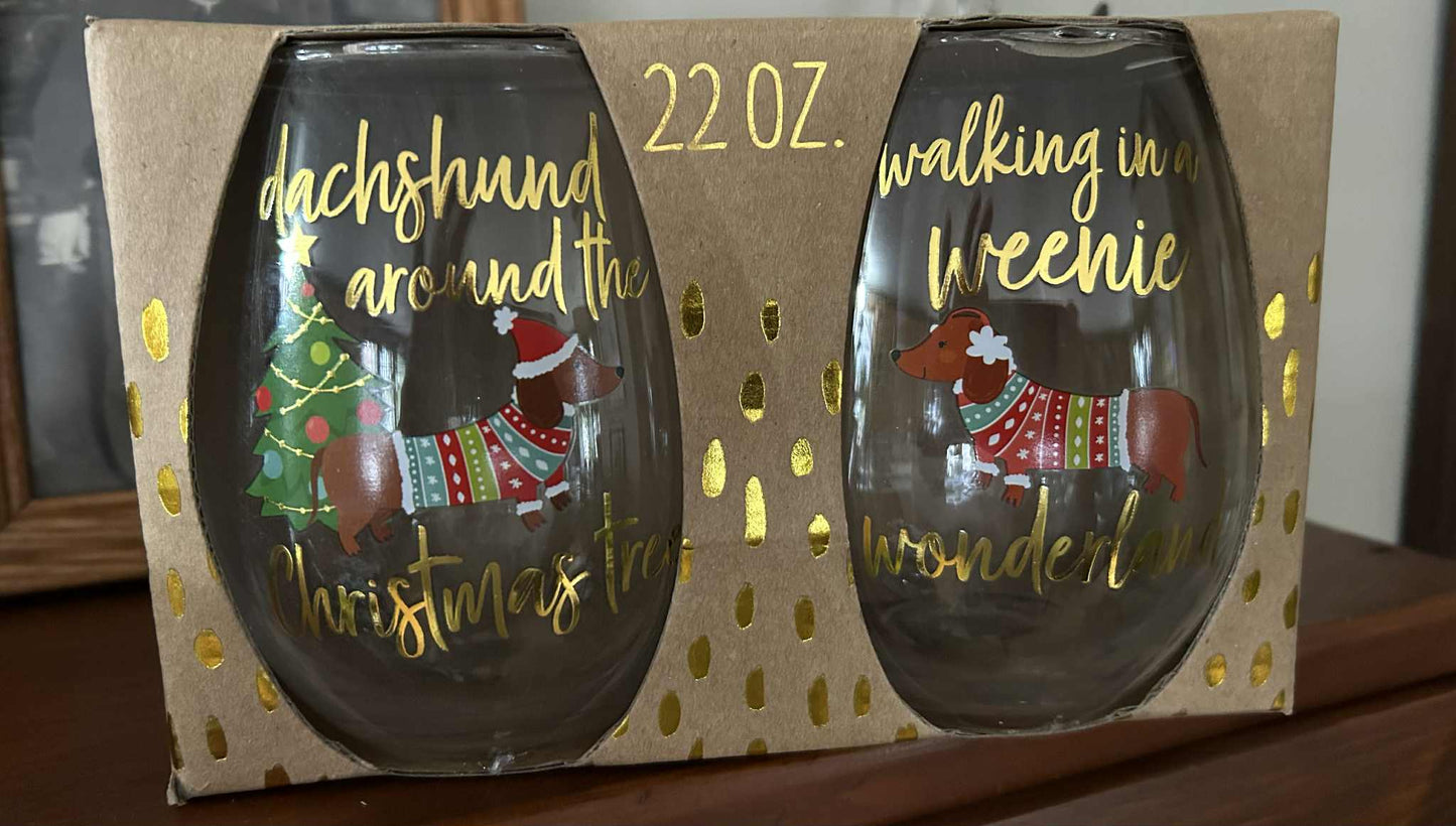 Dachshund Stemless Wine Glasses