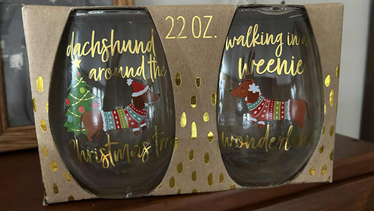 Dachshund Stemless Wine Glasses