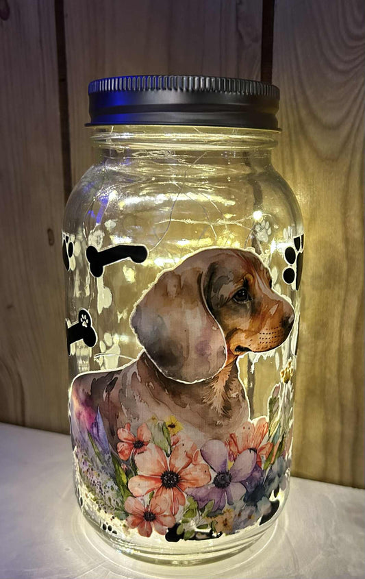 Lighted Dachshund Decorative Jar