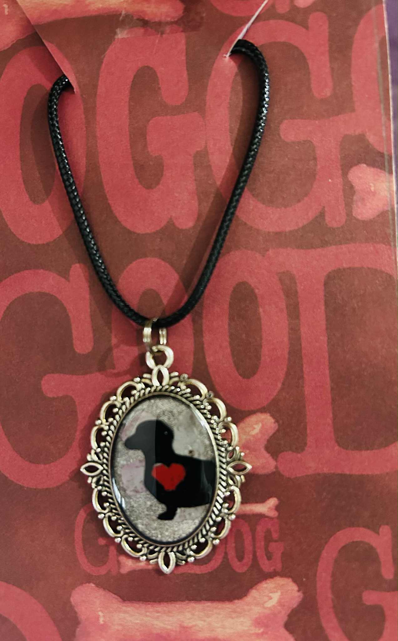 Oval Dachshund Resin Pendant