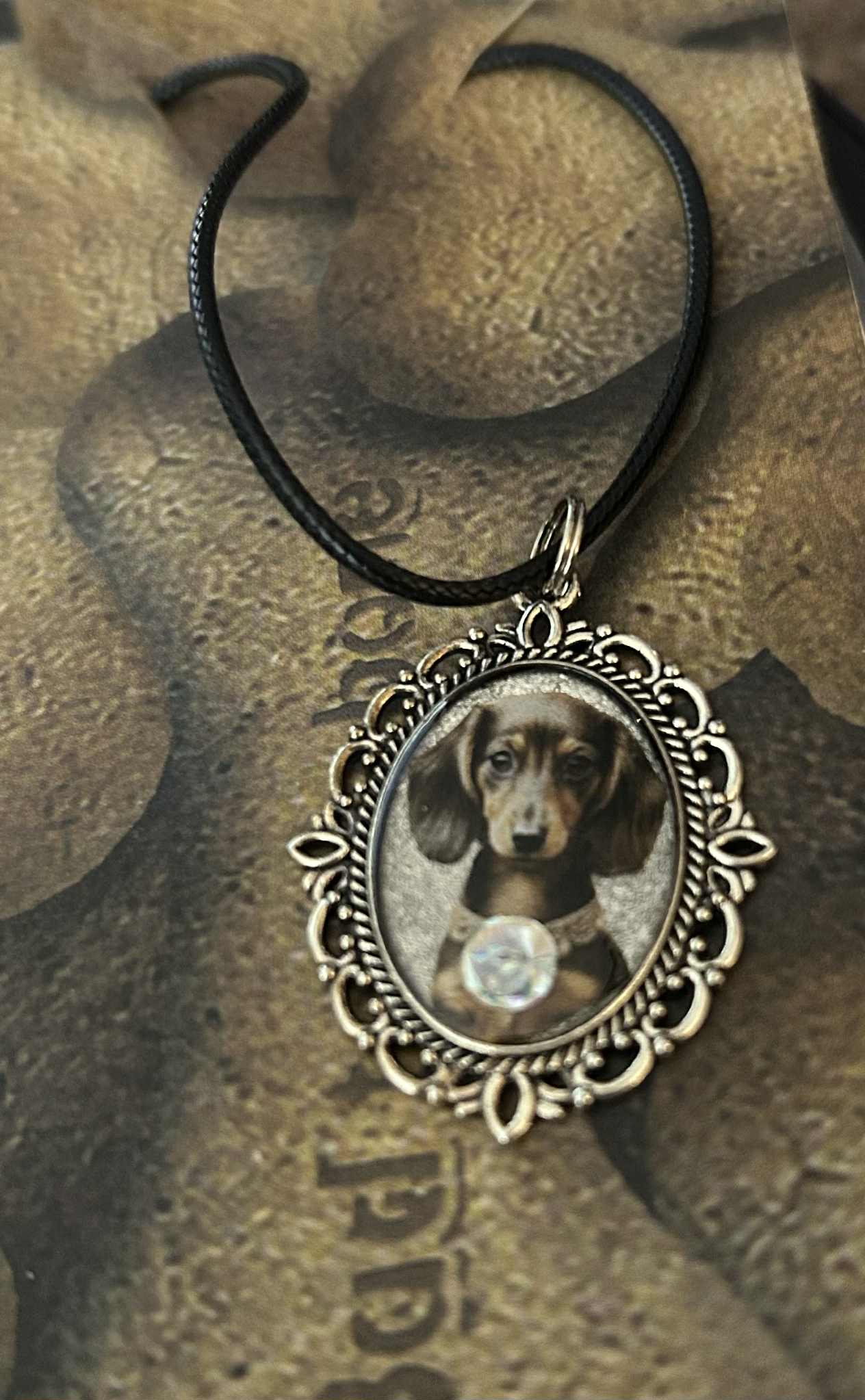 Oval Dachshund Resin Pendant