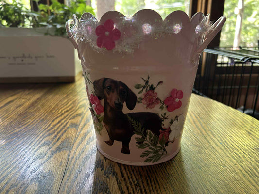 Dachshund Pink Butterfly Pail