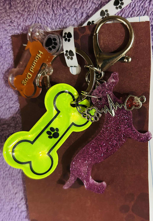 Pink Glittery Resin Dachshund Keychain/Bag Charm